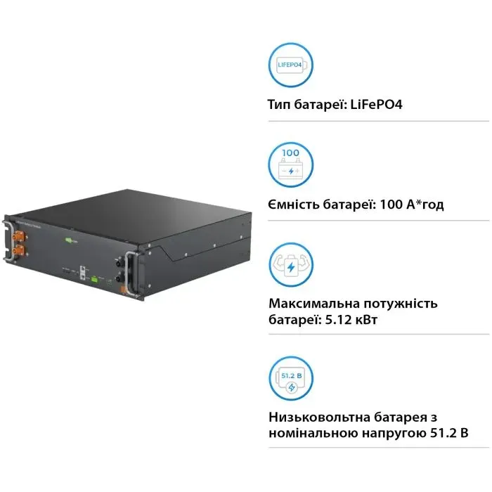 Батарея LiFePo4 Ecosolex LV 51.2V 100Ah 5.12kWh (RS-R51100A) изображение 3