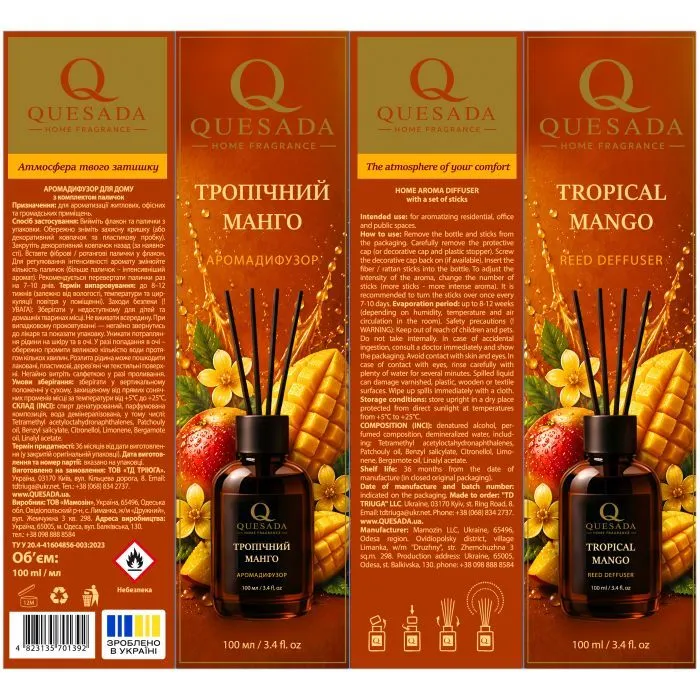 Аромадифузор Quesada Тропічний манго 100 мл (4823135701392) зображення 2