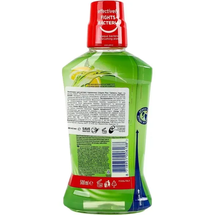Ополіскувач для порожнини рота Colgate Plax Tea Refresh Mouthwash 500 мл (8718951006188) зображення 2