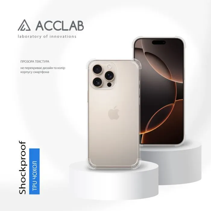 Чохол до мобільного телефона ACCLAB ShockProof Apple iPhone 16 Pro Max Transparent (1283126599156) зображення 4