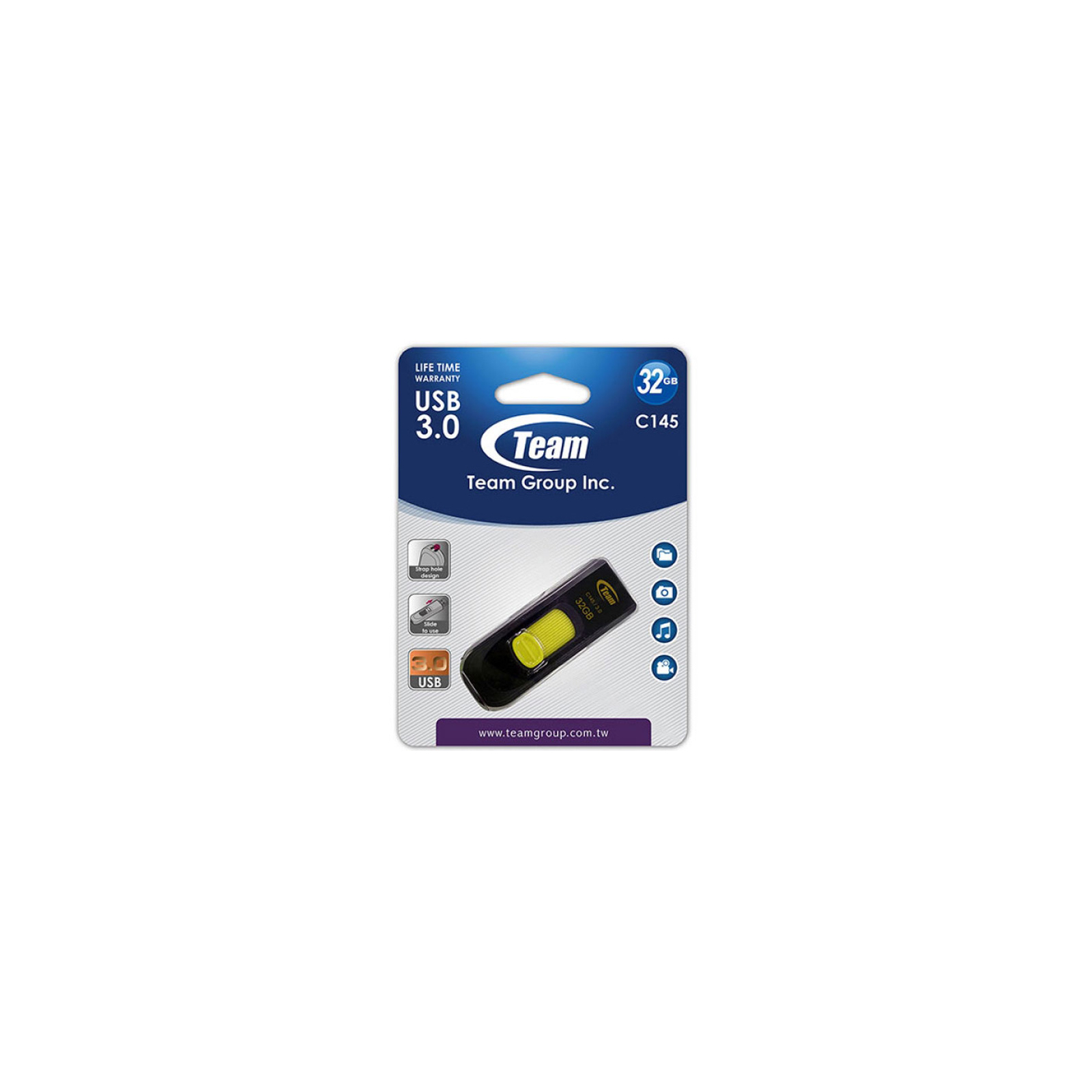 USB флеш накопитель Team 128GB C145 Yellow USB 3.0 (TC1453128GY01) изображение 5
