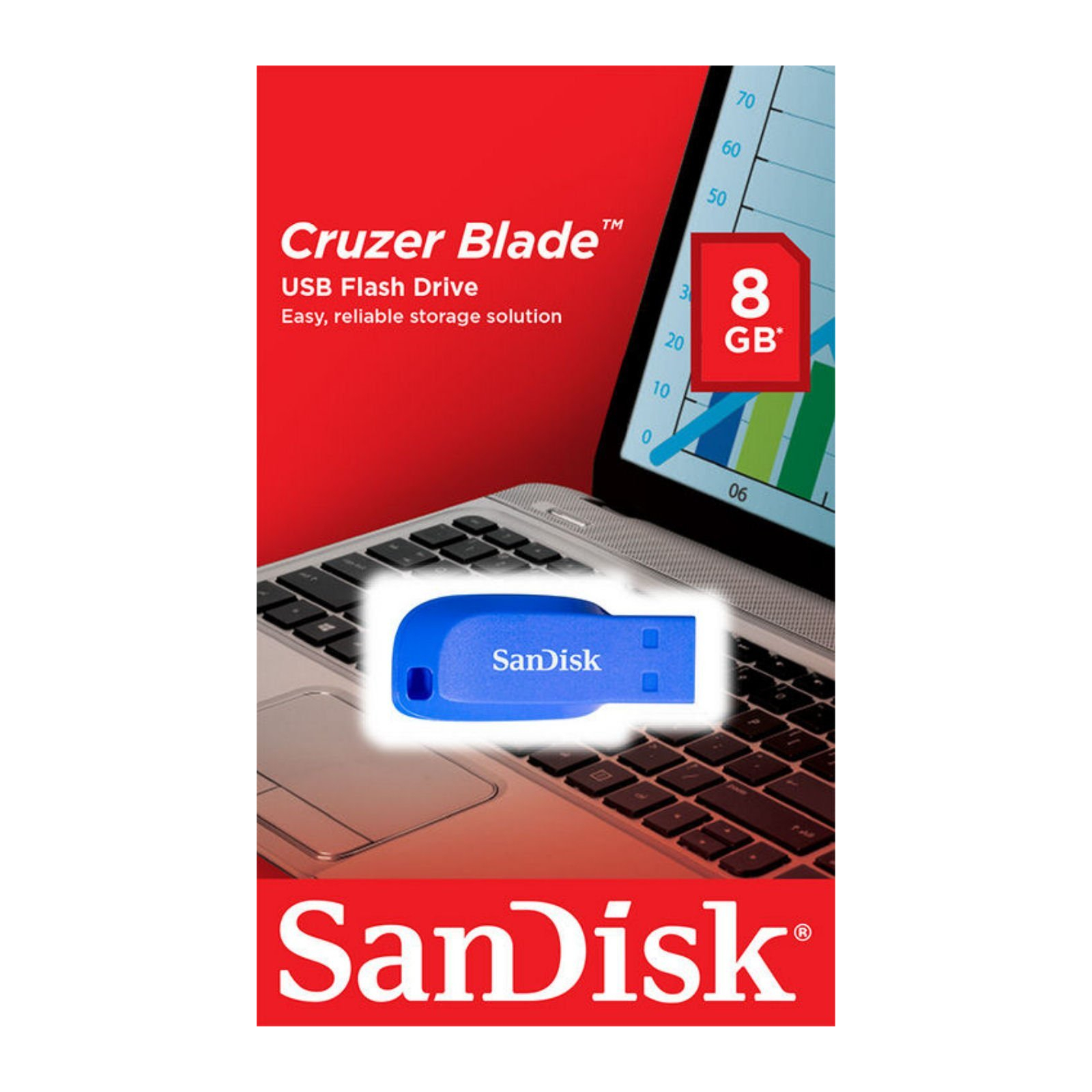 USB флеш накопичувач SanDisk 8GB Cruzer Blade Blue Electric USB 2.0 (SDCZ50C-008G-B35BE) зображення 3