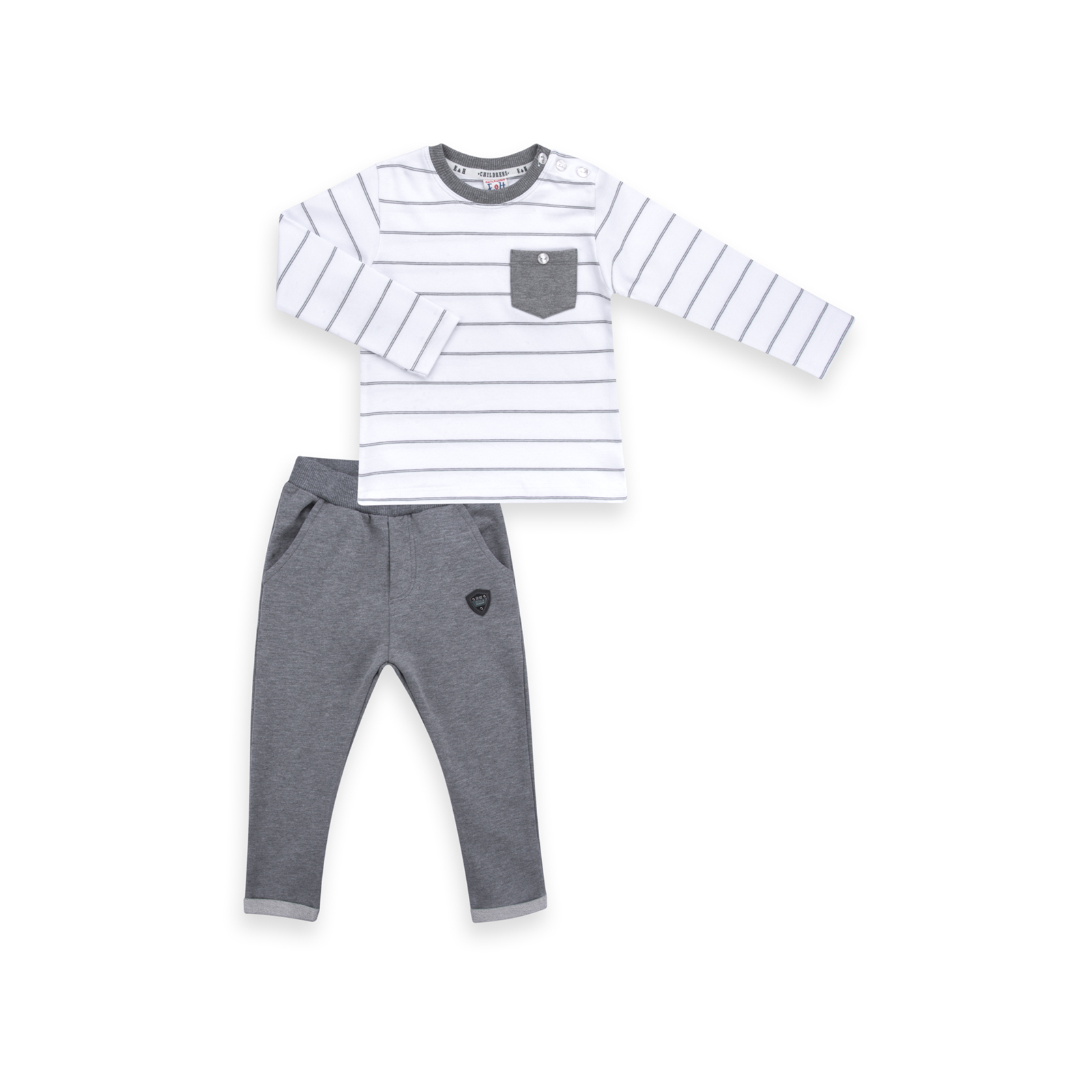 Набір дитячого одягу E&H в полосочку и с карманчиком (8999-74B-gray)