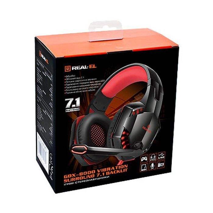 Наушники REAL-EL GDX-8000 VIBRATION SURROUND 7.1 BACKLIT изображение 8