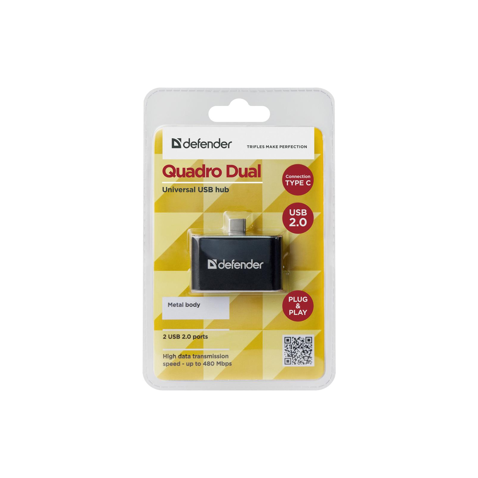 Концентратор Defender Quadro Dual USB3.1 TYPE C - USB2.0, 2 port (83207) зображення 3