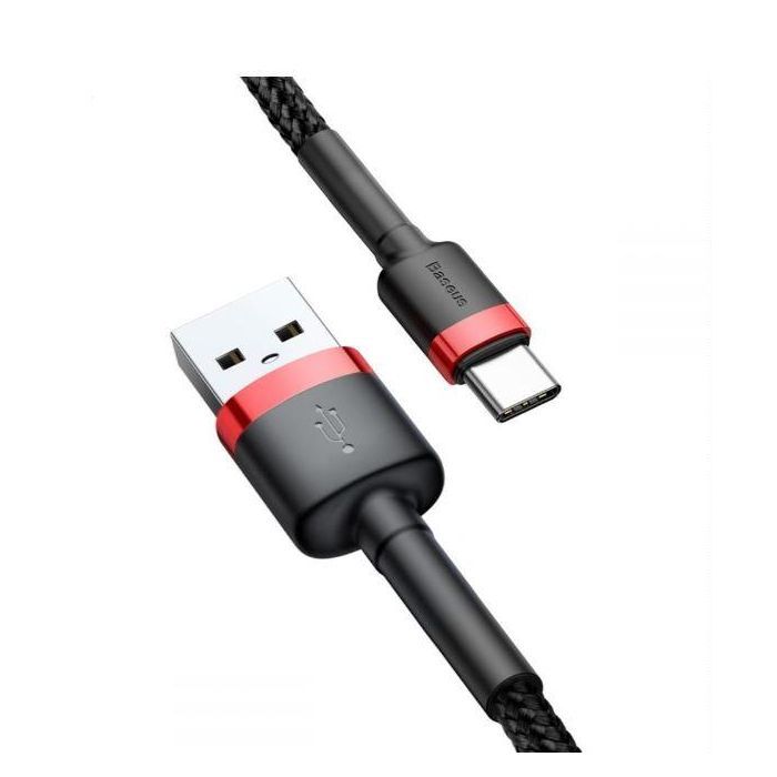 Дата кабель USB 2.0 AM to Type-C 1.0m Cafule 3A red+black Baseus (CATKLF-B91) зображення 2