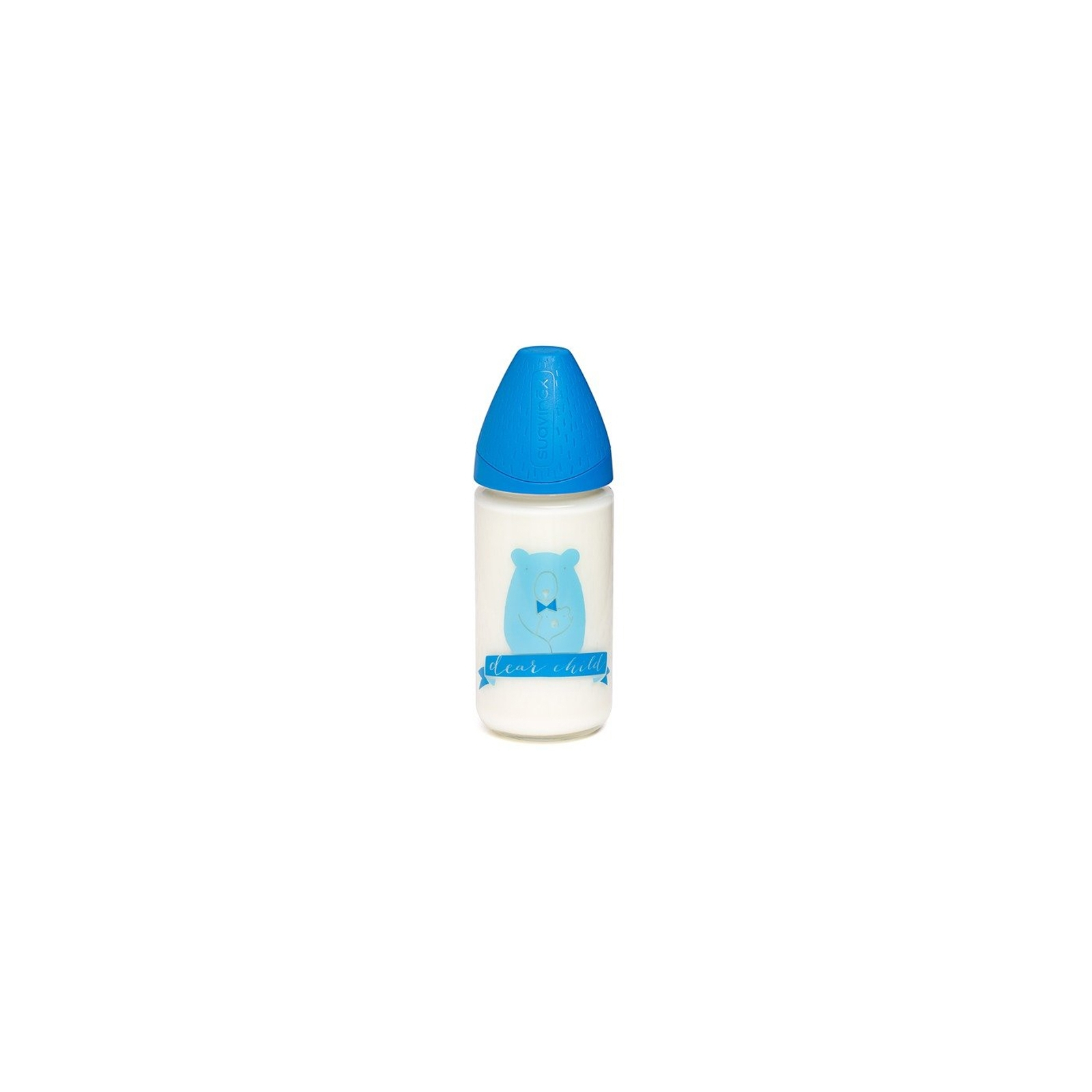 Бутылочка для кормления Suavinex Смысл жизни, 240 мл, стеклянная, синяя (303489)