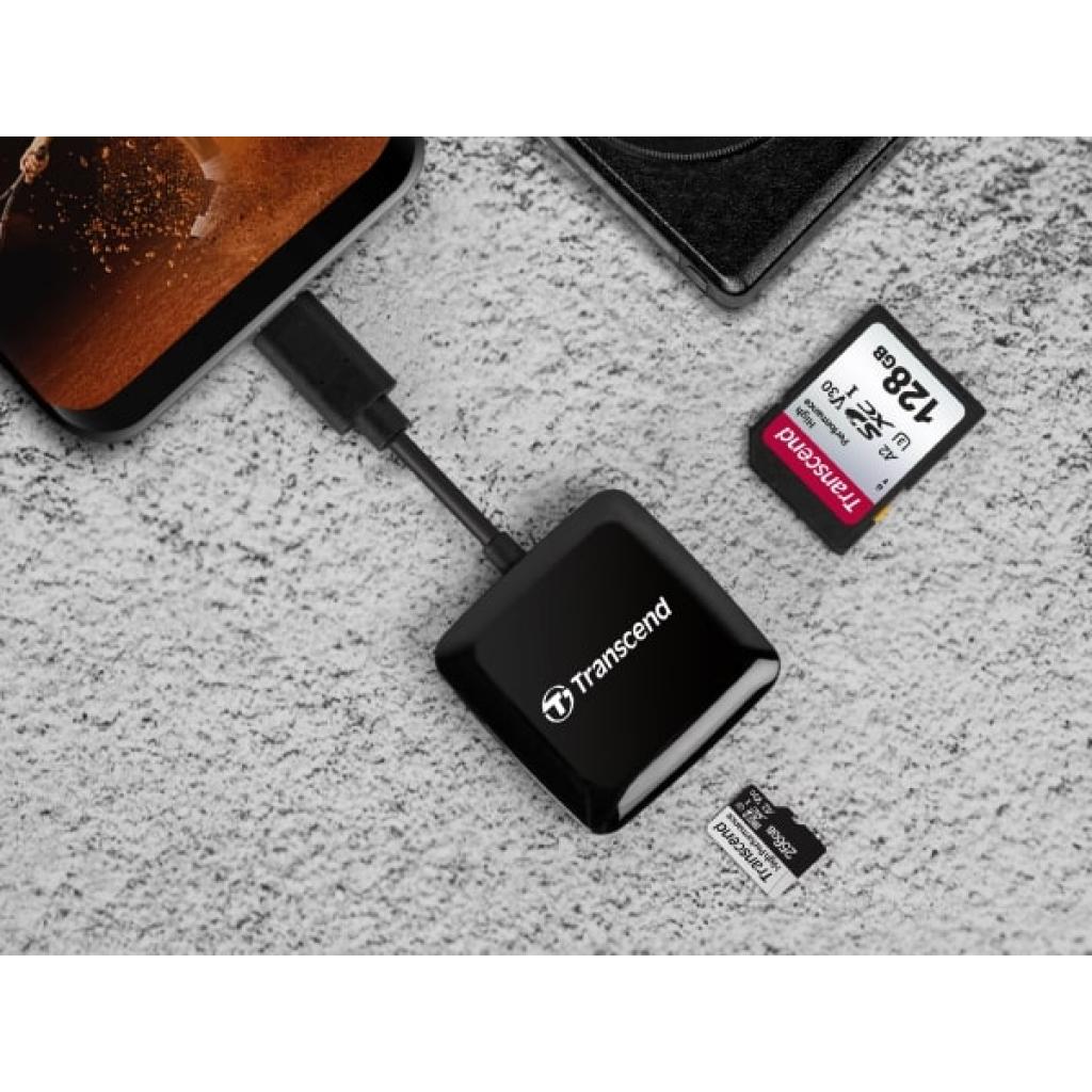 Считыватель флеш-карт Transcend USB 3.2 Gen 1 Type-C SD/microSD Black (TS-RDC3) изображение 4