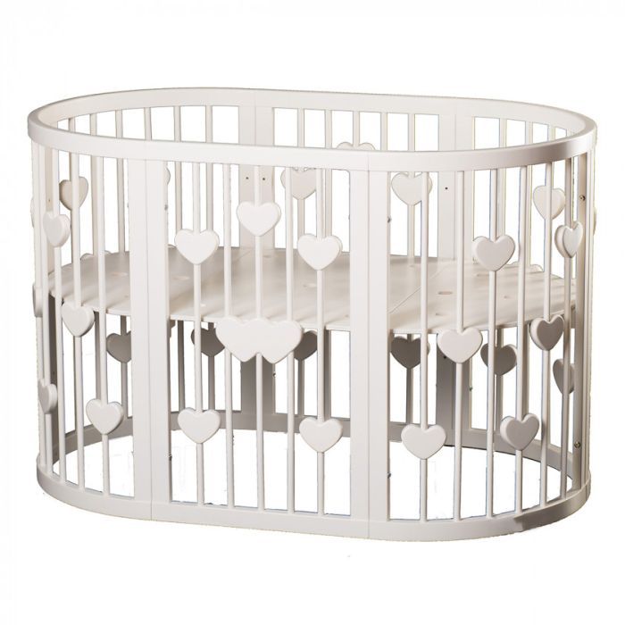 Кроватка Ingvart SMART BED ROUND с сердечками белый (1349003)