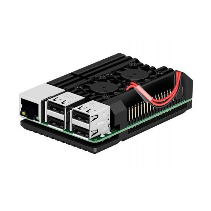 Дополнительное оборудование для Микро ПК Raspberry Pi радиатор для 4B алюминиевый с 2 кулерами (RA503) изображение 2