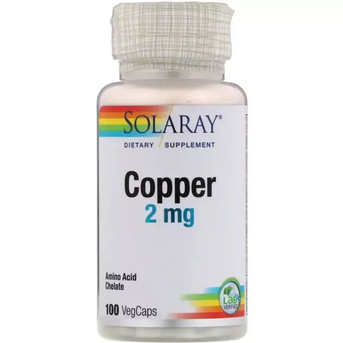 Минералы Solaray Медь, Copper, 2 мг, 100 капсул (SOR-45931)