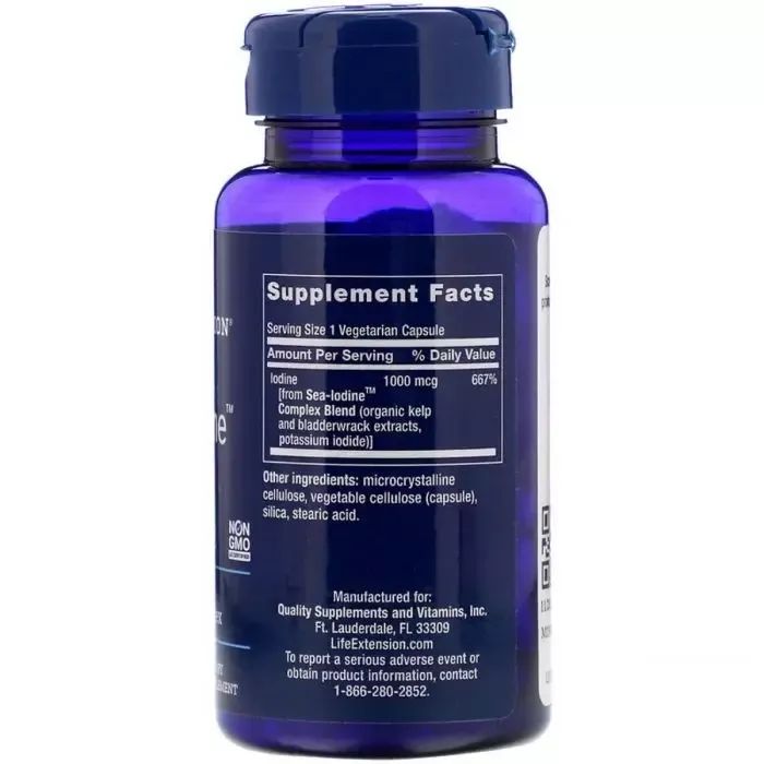 Мінерали Life Extension Морський Йод, Sea-Iodine 1000 мкг, 60 вегетаріанських капсул (LEX-17406) зображення 2