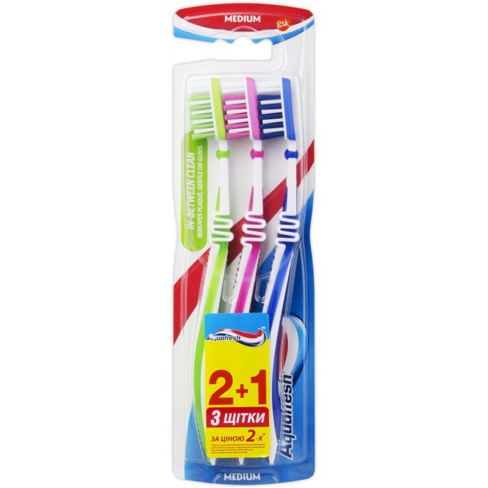 Зубная щетка Aquafresh In-between Clean Medium 3 шт. (5054563931085)
