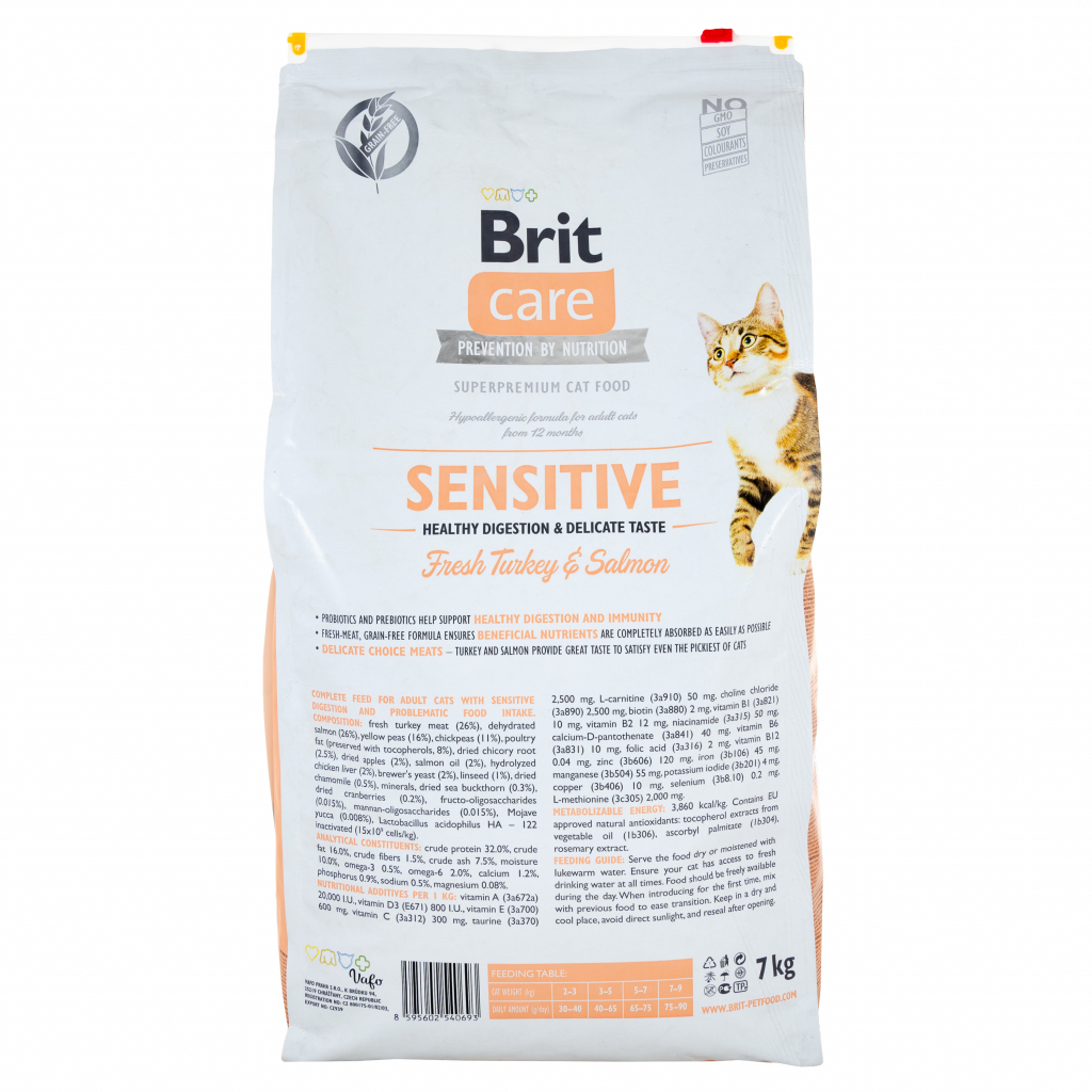 Сухий корм для кішок Brit Care Cat GF Sensitive HDigestion and Delicate Taste 7 кг (8595602540693) зображення 2