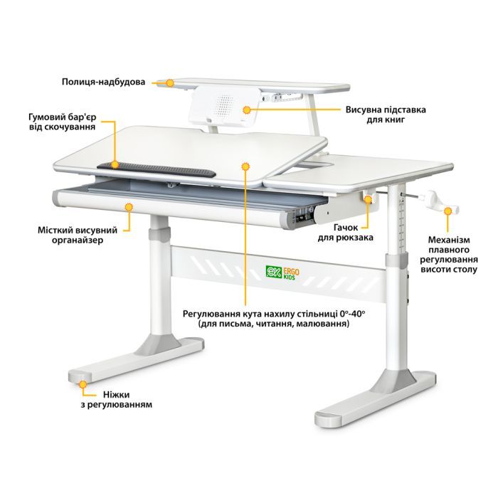 Парта ErgoKids TH-320 Grey (TH-320 W/G) изображение 2