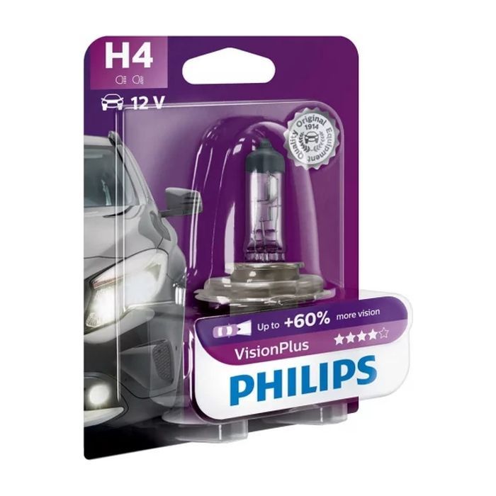 Автолампа Philips 12342VPB1 H4 Vision Plus 12V 60/55W (3228)