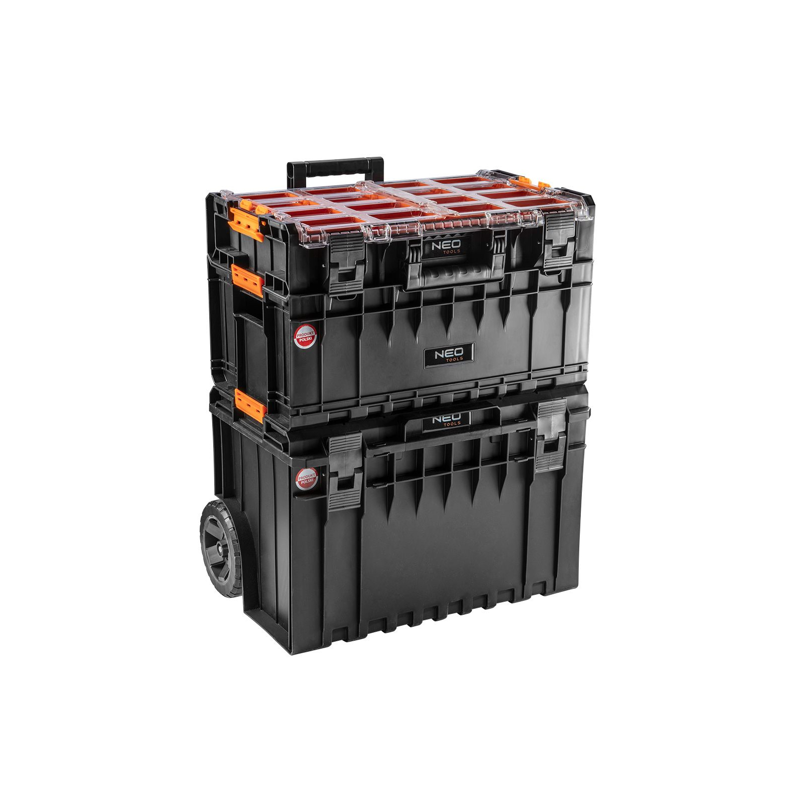 Ящик для інструментів Neo Tools модульна система,, на коліщатках, 3 модуля (2 бокси+органайзер) (84-278)