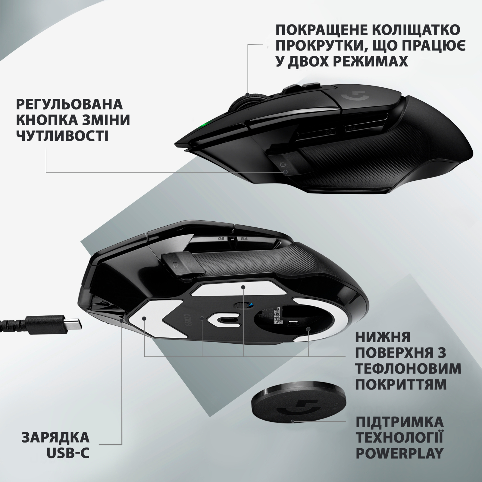 Мишка Logitech G502 X Lightspeed Wireless Black (910-006180) зображення 5
