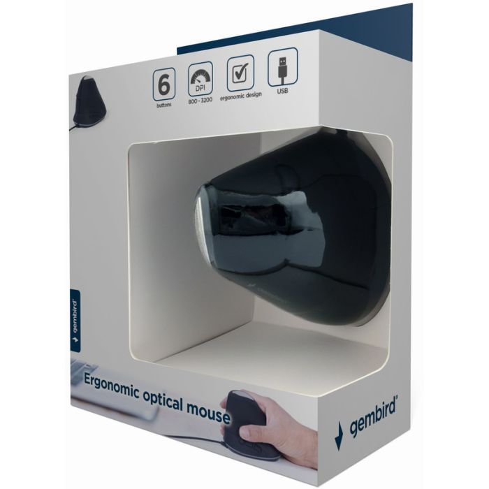 Мышка Gembird MUS-ERGO-03 USB Black (MUS-ERGO-03) изображение 8
