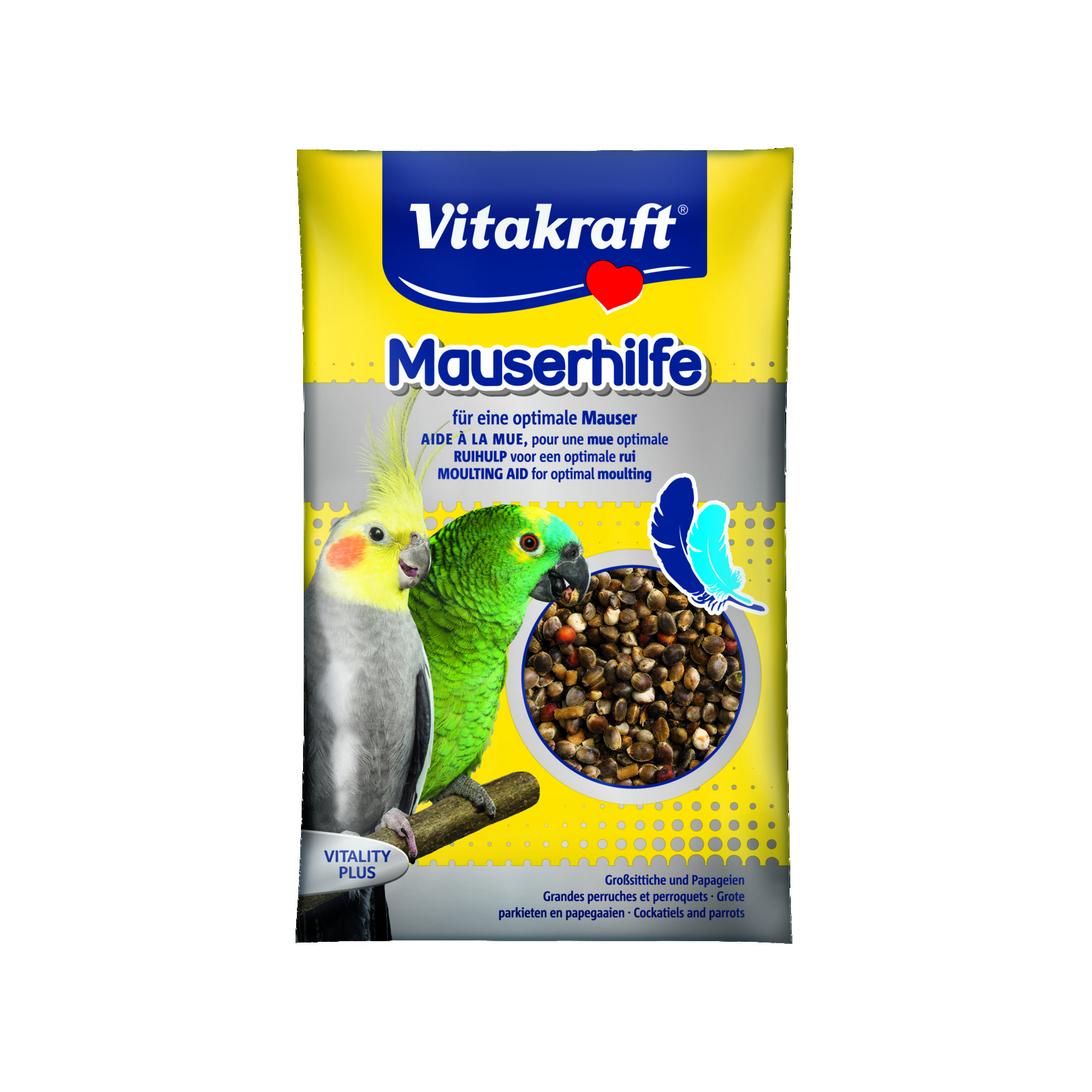 Вітаміни для птахів Vitakraft Mauserhilfe для середніх та великих папуг 25 г (під час линьки) (4008239213396)