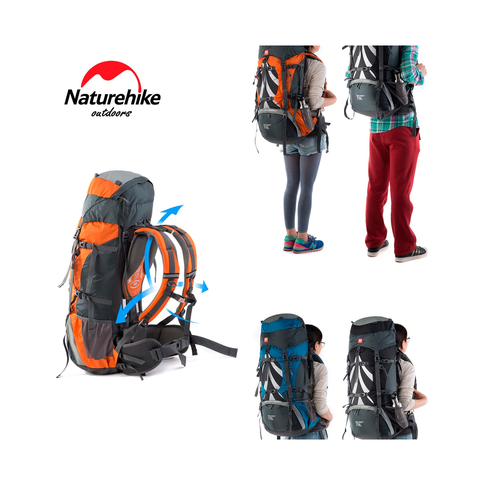 Рюкзак туристический Naturehike NH70B070-B 70+5 л Orange (6927595709016) изображение 2