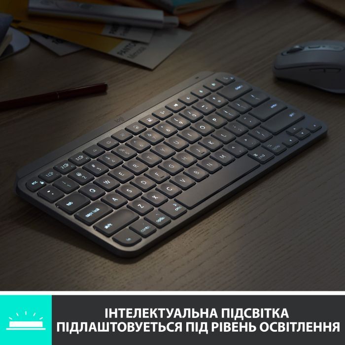 Клавиатура Logitech MX Keys Mini Wireless Illuminated UA Graphite (920-010498) изображение 4
