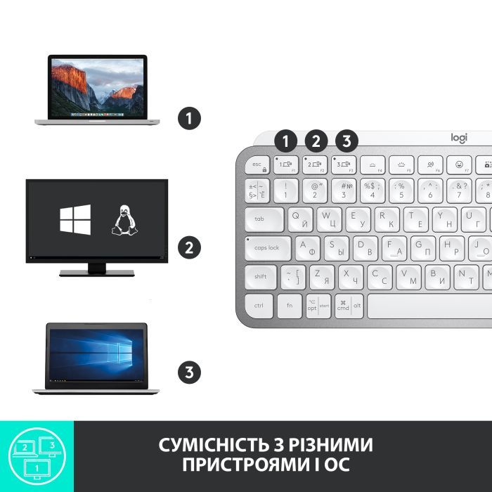 Клавиатура Logitech MX Keys Mini Wireless Illuminated UA Graphite (920-010498) изображение 7