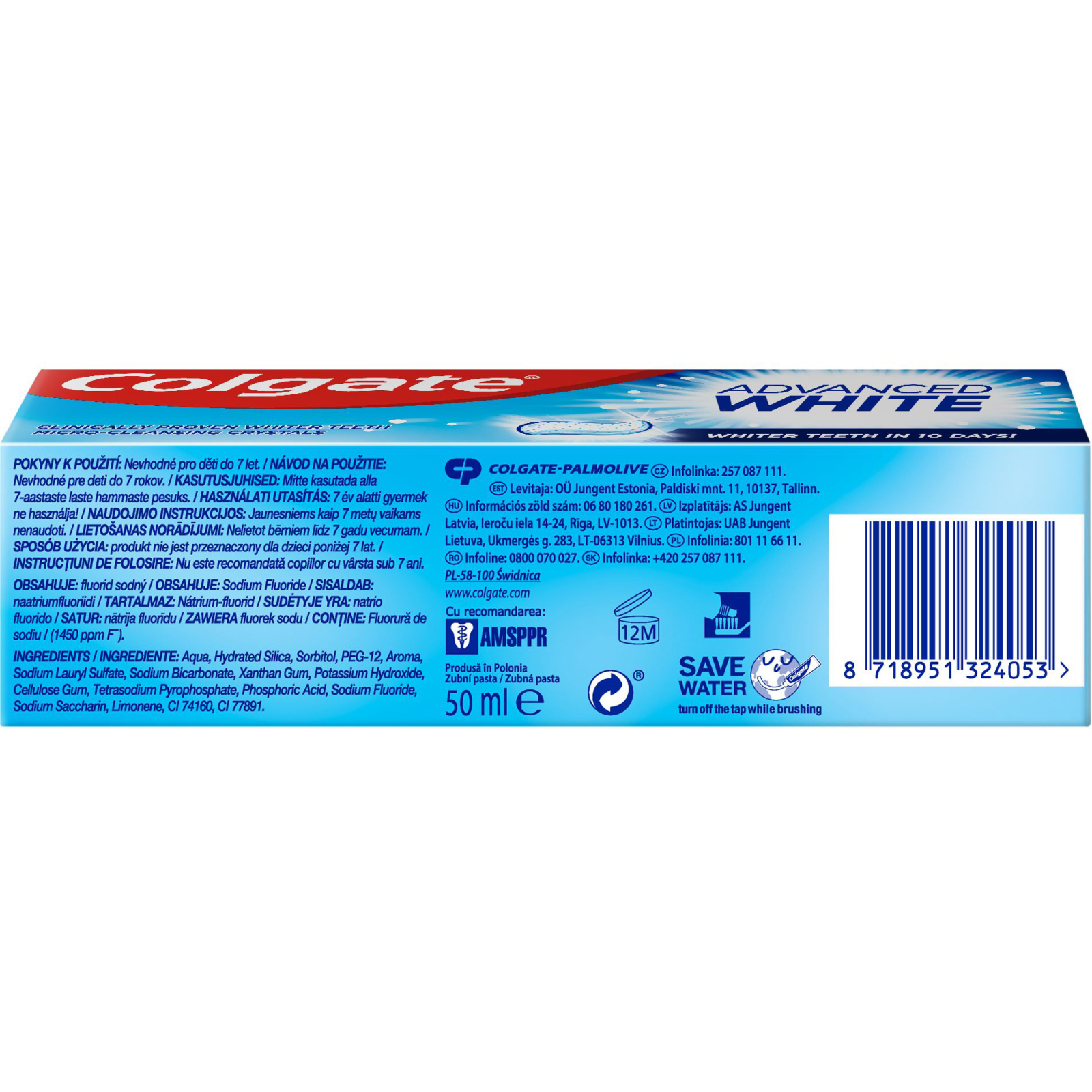 Зубная паста Colgate Advanced White Комплексное отбеливание 50 мл (8718951324053) изображение 3