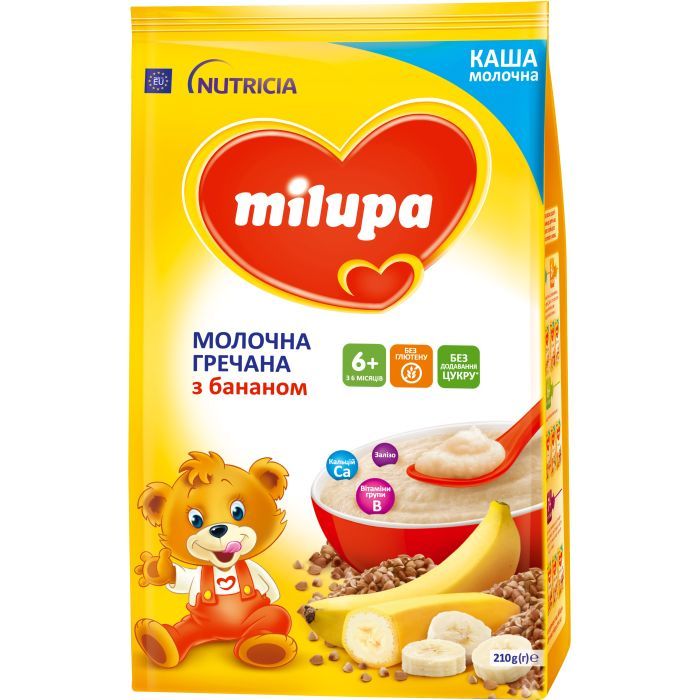 Детская каша Milupa молочная гречневая с бананом для детей от 6 месяцев 210 г (5900852054778) изображение 2