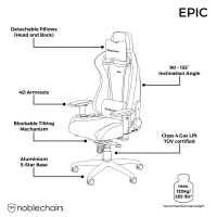 Кресло игровое Noblechairs Epic Series Real Leather Black (NBL-RL-BLA-001) изображение 9