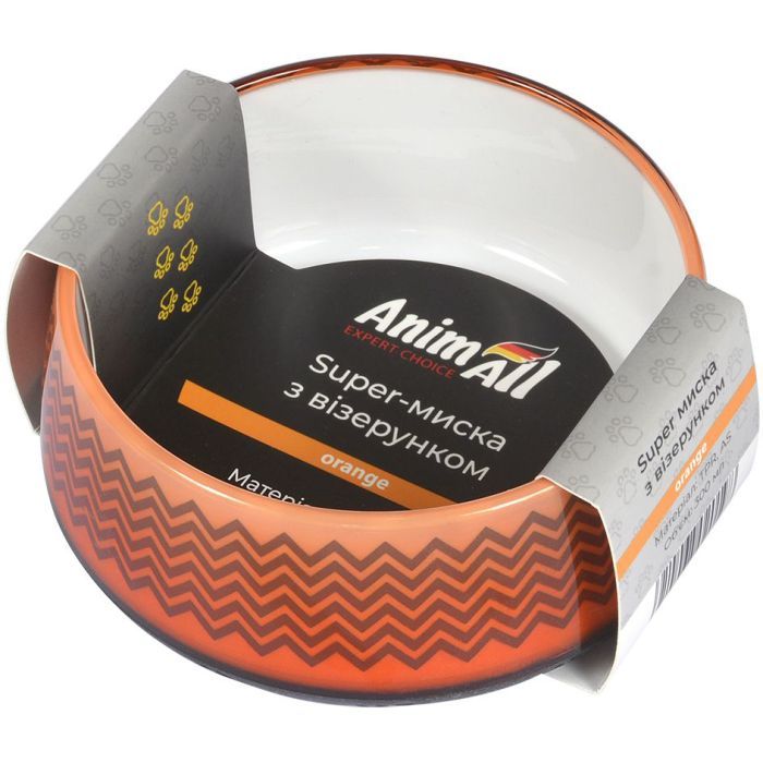 Посуда для собак AnimAll Миска с узором 300 мл оранжевая (6914068020198) изображение 2