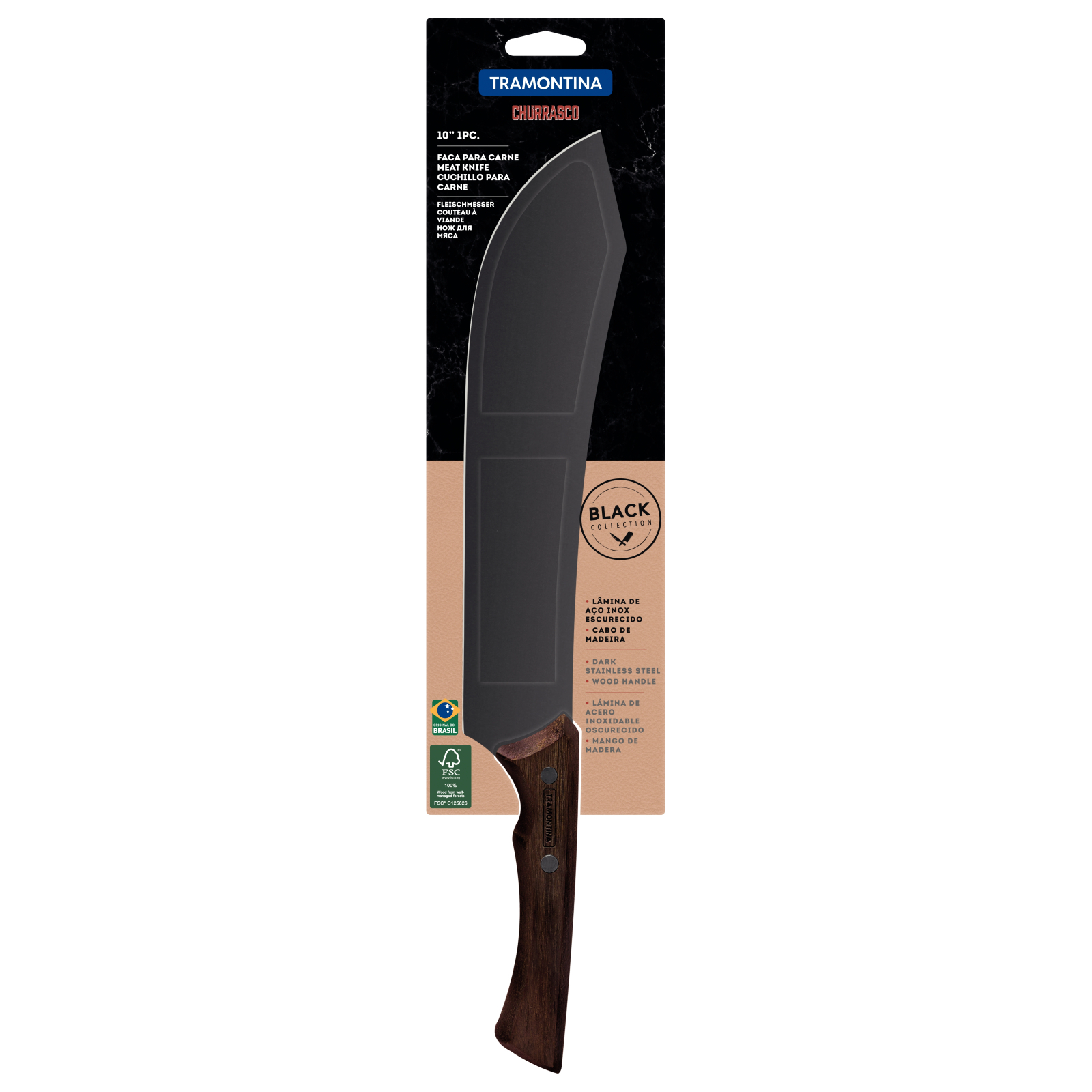 Кухонный нож Tramontina Churrasco Black мачете для м'яса 253 мм (22844/110) изображение 4