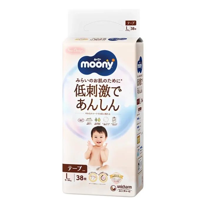 Подгузники Moony Natural L 9-14 кг, 38 шт (4903111242030)