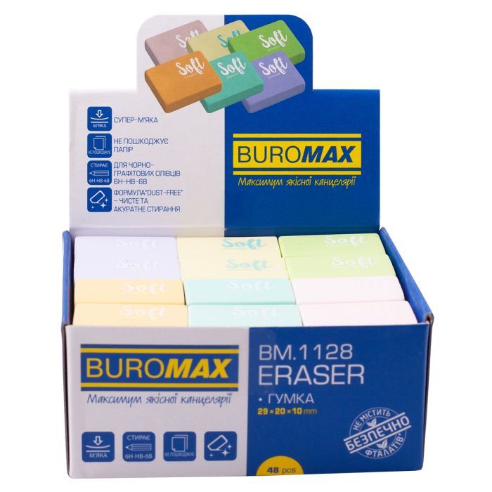Ластик Buromax прямоугольная PASTEL 29х19,6х10 мм (BM.1128) изображение 2