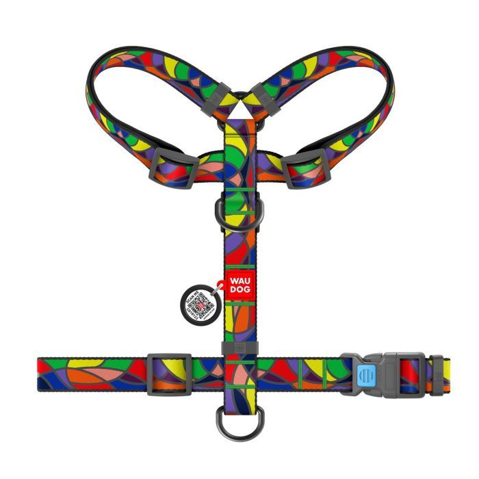 Шлей для собак WAUDOG Nylon с QR паспортом анатомическая H-образная "Витраж" L (5583) изображение 2