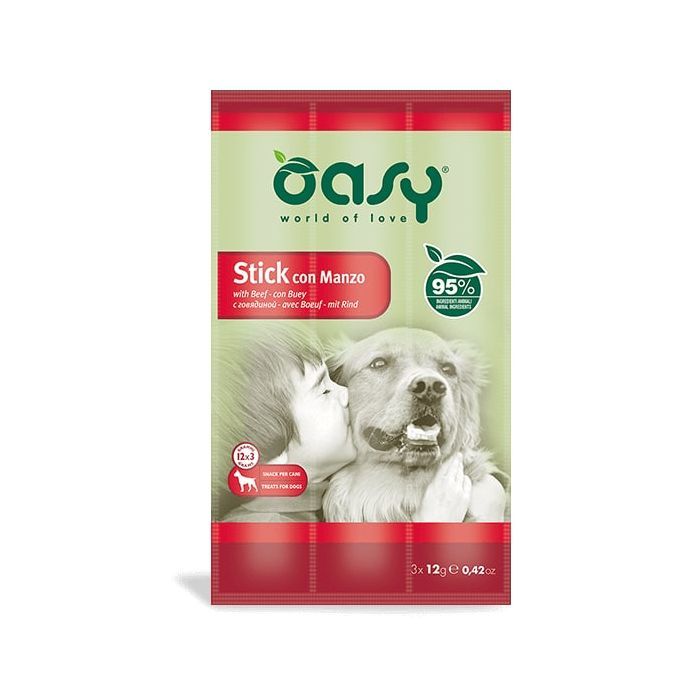 Ласощі для собак OASY Stick м'ясні палички з яловичиною 36 г (8054329510209)