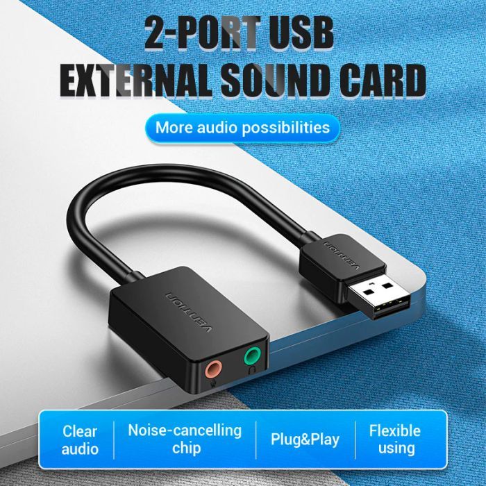 Звуковая плата Vention Audio USB 2х3,5 мм jack 0.15m (CDYB0) изображение 2