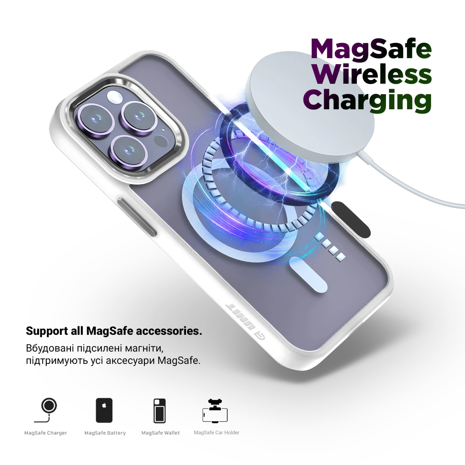 Чехол для мобильного телефона Armorstandart Unit MagSafe Apple iPhone 15 Pro Matte Clear Silver (ARM69349) изображение 3