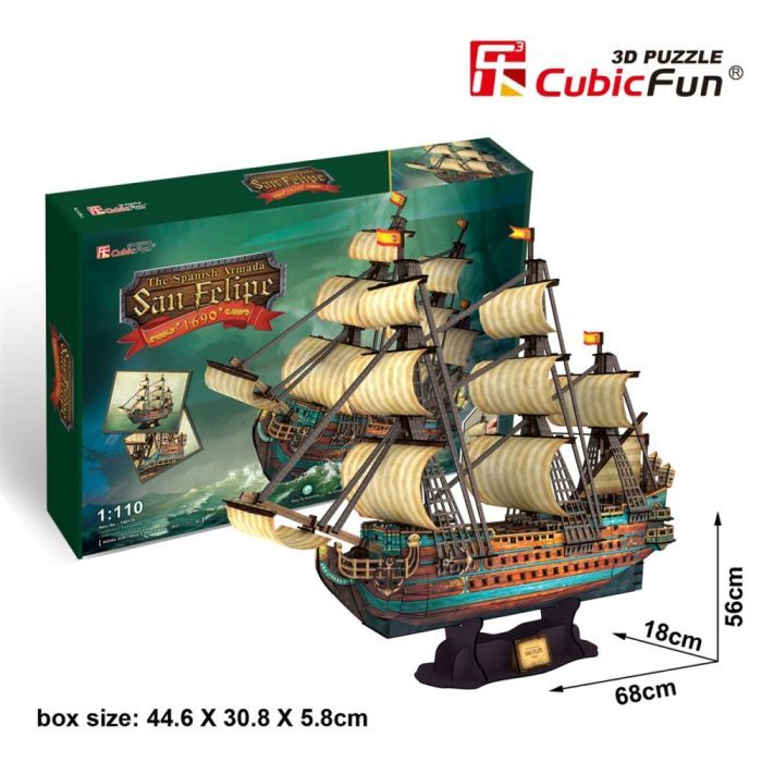 Пазл Cubic Fun Трехмерная головоломка-конструктор Испанская Армада Сан Фелипе (T4017h) изображение 5
