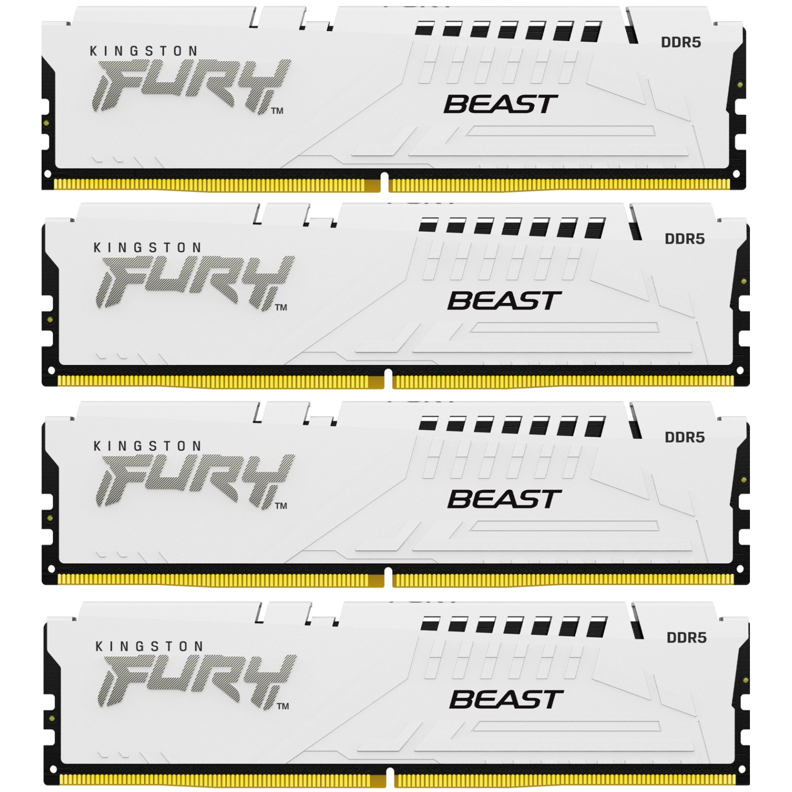 Модуль памяти для компьютера DDR5 128GB (4x32GB) 5600 MHz FURY Beast White Kingston Fury (ex.HyperX) (KF556C40BWK4-128)