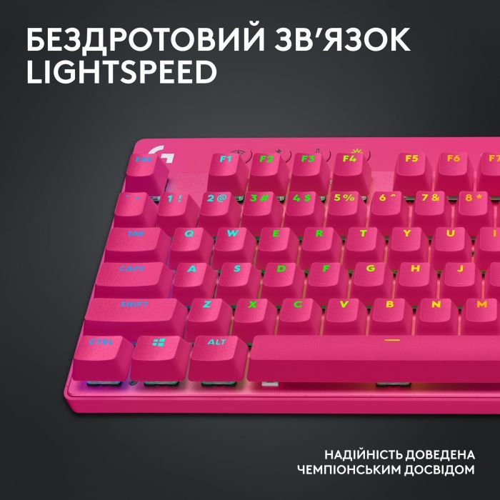 Клавіатура Logitech G PRO X TKL Lightspeed Tactile USB UA Magenta (920-012159) зображення 4
