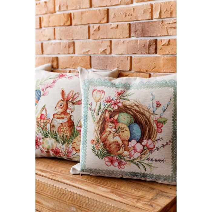 Наволочка Прованс гобеленовая декоративная Зайка в корзине Злагода 45х45 см (034252) изображение 2