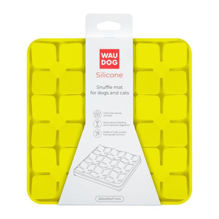 Універсальний посуд для тварин WAUDOG Silicone Килимок для пошуку корму 20х20х1.7 см жовтий (23518) зображення 2