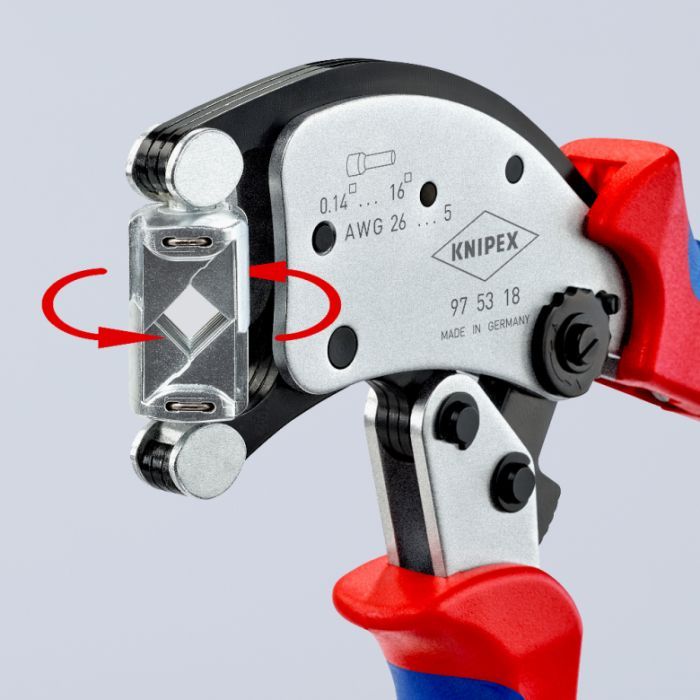Затискач для клем KNIPEX с поворотной головкой, для контактных гильз (97 53 18) изображение 4