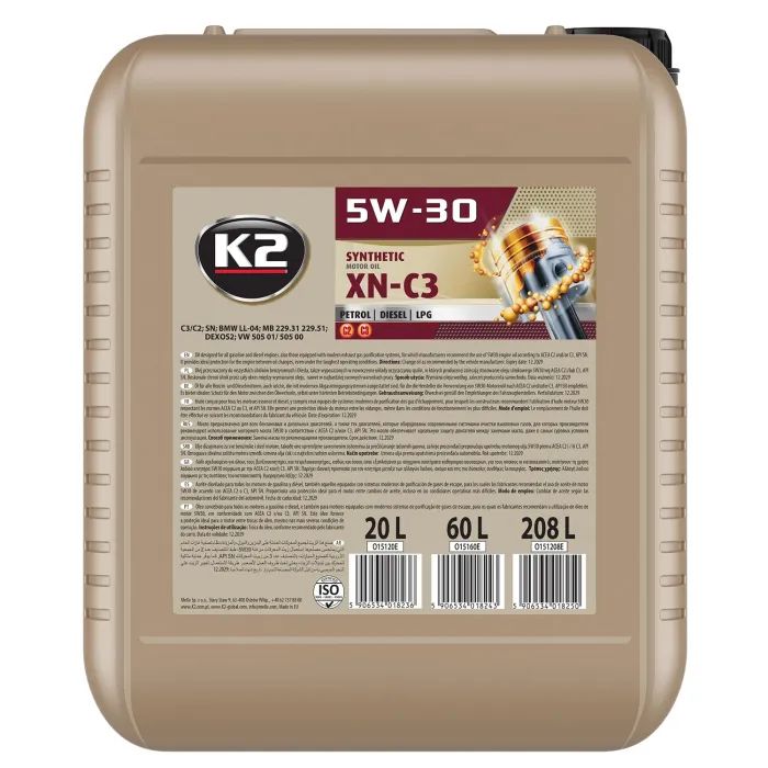 Моторное масло K2 Synthetic SN XN-C3 5W-30 20 л (O15120E)