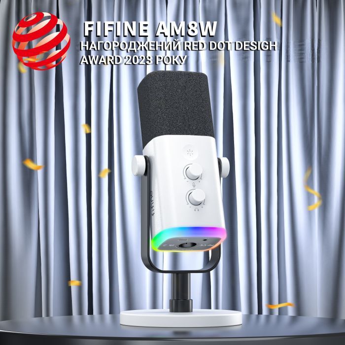 Мікрофон Fifine AM8W USB/XLR White (AM8W) зображення 5