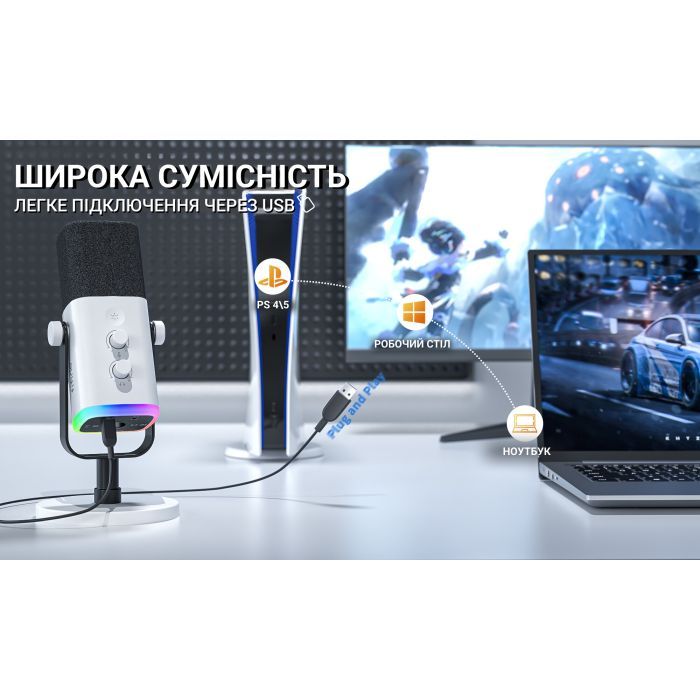 Мікрофон Fifine AM8W USB/XLR White (AM8W) зображення 9