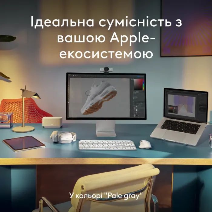 Клавиатура Logitech MX Keys S для MAC Bluetooth/Wireless UA Pale Grey (920-011638) изображение 10