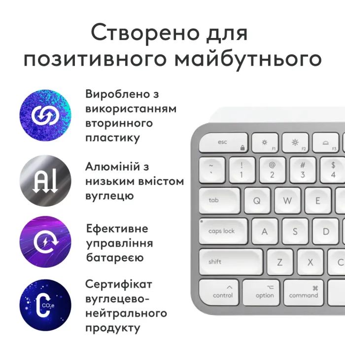 Клавиатура Logitech MX Keys S для MAC Bluetooth/Wireless UA Pale Grey (920-011638) изображение 4