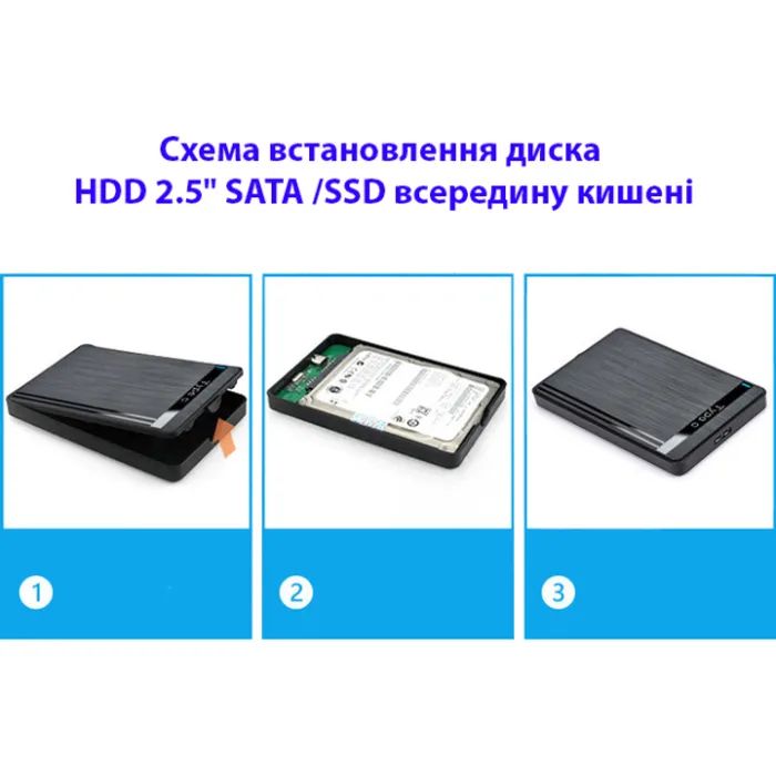 Кишеня зовнішня Dynamode 2.5" SATA/SSD HDD - USB 3.1 Type-C (DM-CAD-25317C) зображення 9